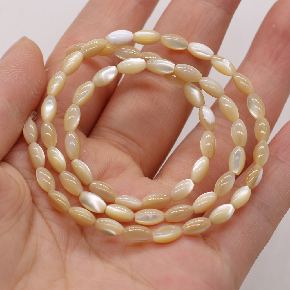 Exquisite natural shell yellow rice beaded DIY jewelry accessories, handcrafted semi-finished jewelry production and wholesale details Picture