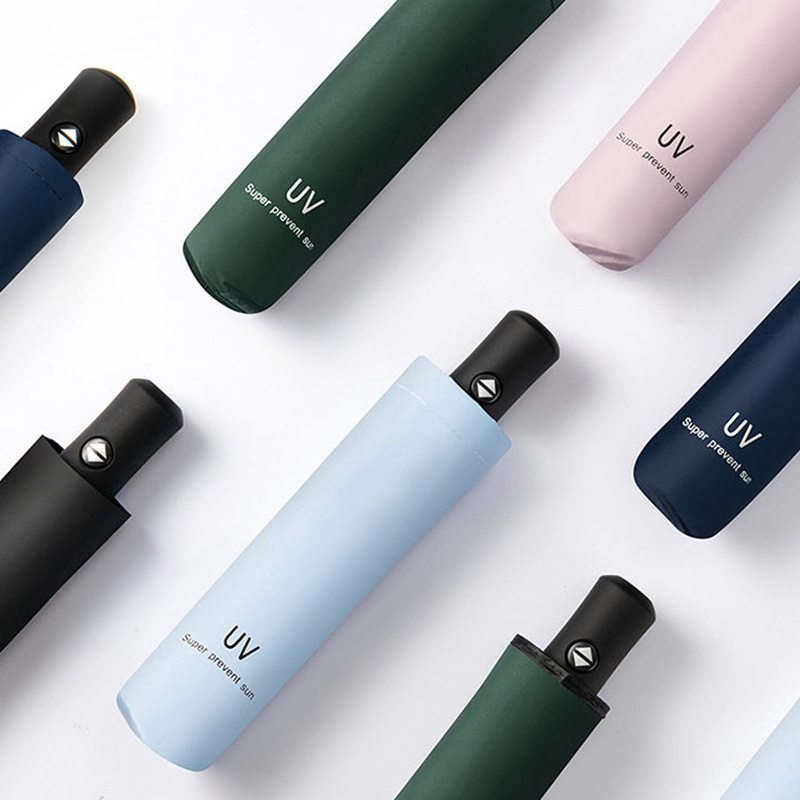 全自动UV伞折叠晴雨伞大量批发黑胶防晒遮阳太阳伞可印logo广告伞