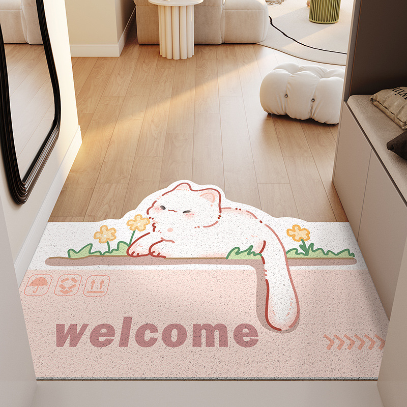 Cartoon Can Love Household Wear-Resistant Entrance Door Scraping Dirt Mat Household Non-Slip Wear-Resistant Silk Ring Mat
