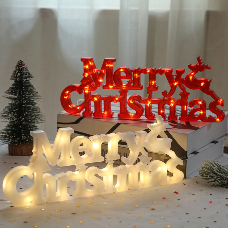 2024跨境圣诞节装饰物品圣诞花环配件Merry christmas立体字母灯详情图1
