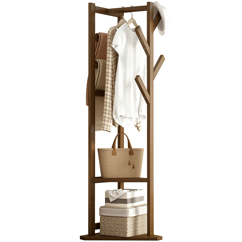 Coat Rack Hanging Coat Rack Storage Simple Modern Bedroom Floor Solid Wood Small Multi-Functional Storage Shelf Item Picture