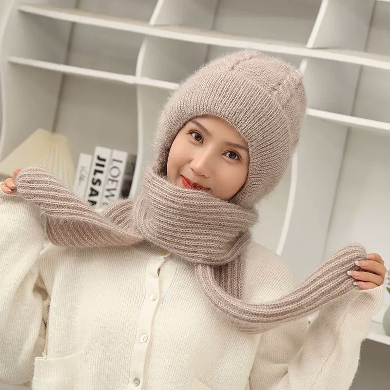Hat Scarf In One Piece With Wool Thickened Ladies Hat Winter Ladies Warm Winter Squirrel Velvet Storm Hat Woolen Hat details Picture