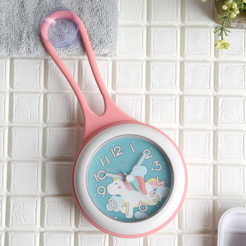 Bathroom suction cup clock, children's cartoon creative small wall clock