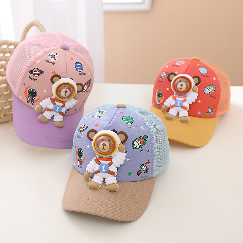 Kids' Cap Kids' Cap Kids' Baseball Cap Kids' Cap Summer Thin Sun Block Cap Baby Cartoon Cap Kids Astronaut Breathable Mesh Cap details Picture
