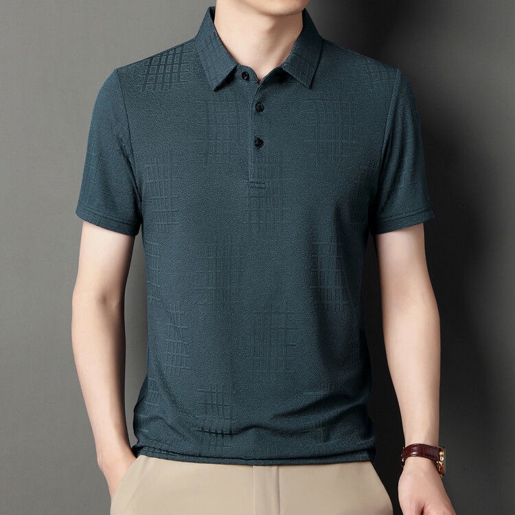 2022 New summer lapel solid-color mulberry silk short-sleeved T-shirt men's polo shirt business fashion casual men's wear Application Scenario