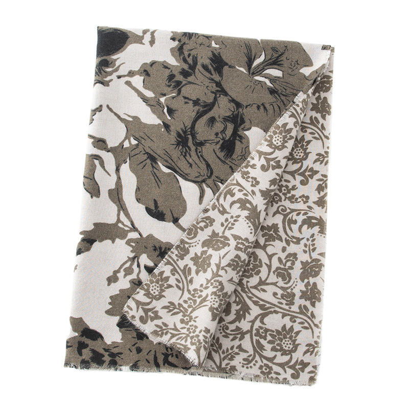 European and American printed faux cashmere tassel scarves for women to keep warm in winter, versatile shawls, dual-purpose student and couple scarves wholesale Item Picture