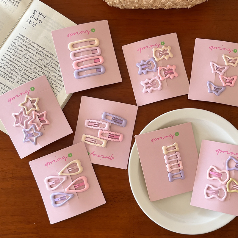 奶油色迷你碎发BB夹可爱五角星蝴蝶结小熊侧边夹少女学生发卡头饰