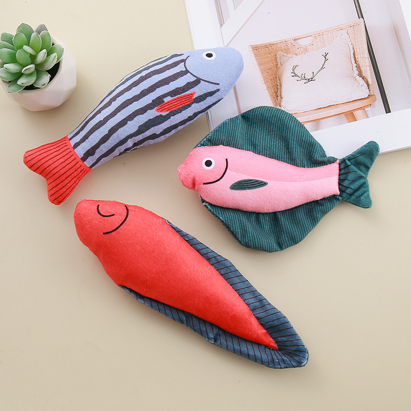 Cross-border best-selling pet plush products for cats to relieve boredom, chew and accompany, simulated fish and cat mint toys wholesale from the manufacturer