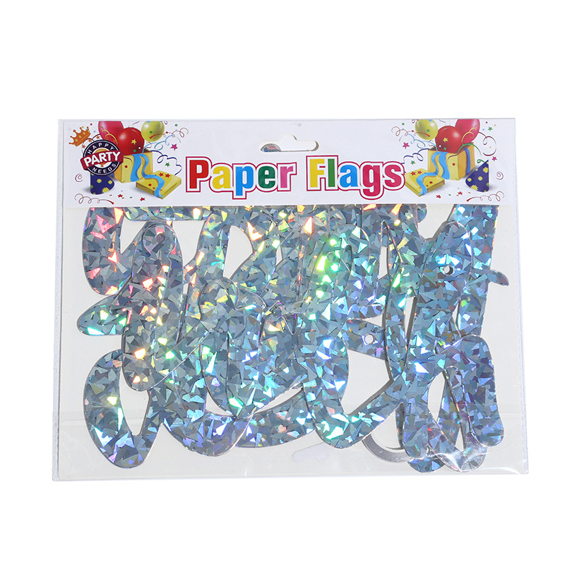 New Bronzing Stretch One-Piece Alphabet Pull Flag Children's Birthday Party Indoor Party System Column Decorative Banner Pull Flag Item Picture