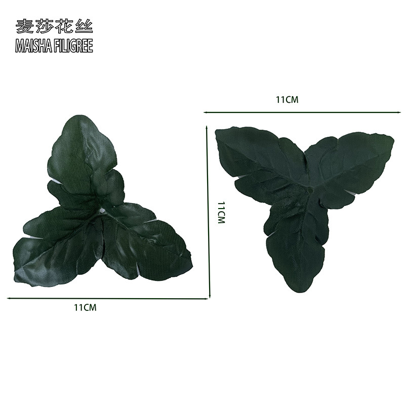Wholesale of triangular leaf non-woven fabric artificial flower leaves, artificial flower vines, green leaves, decorative flower leaves, artificial green leaves and green plants Specification image