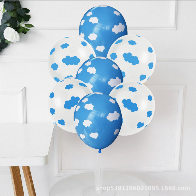 Version Of Products 61 Children's Day Blue Sky White Cloud Latex Balloon Sky Cloud Printing Latex Balloon Wholesale Application Scenario