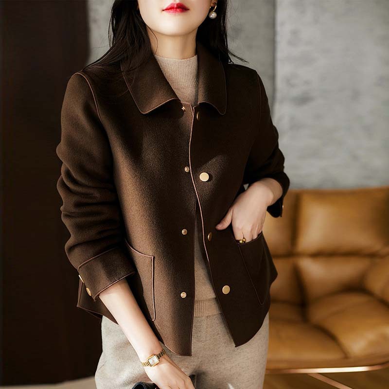 2022 Spring and Autumn new Collection: Single-breasted, slim, high-quality, height-friendly, elegant and fashionable women's double-sided woolen short coat Specification image