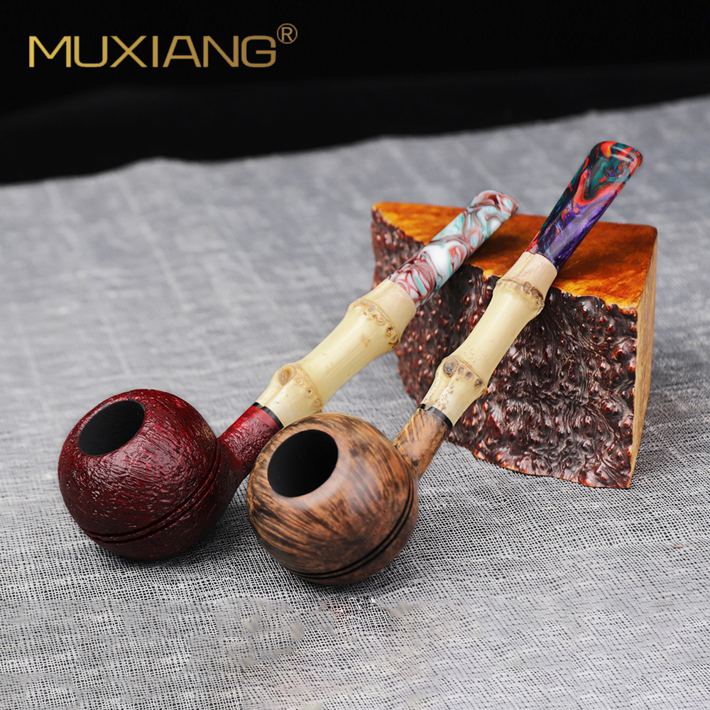 木香厂家专供手工竹节烟斗木质烟丝斗实木烟具石楠木烟斗来图可做