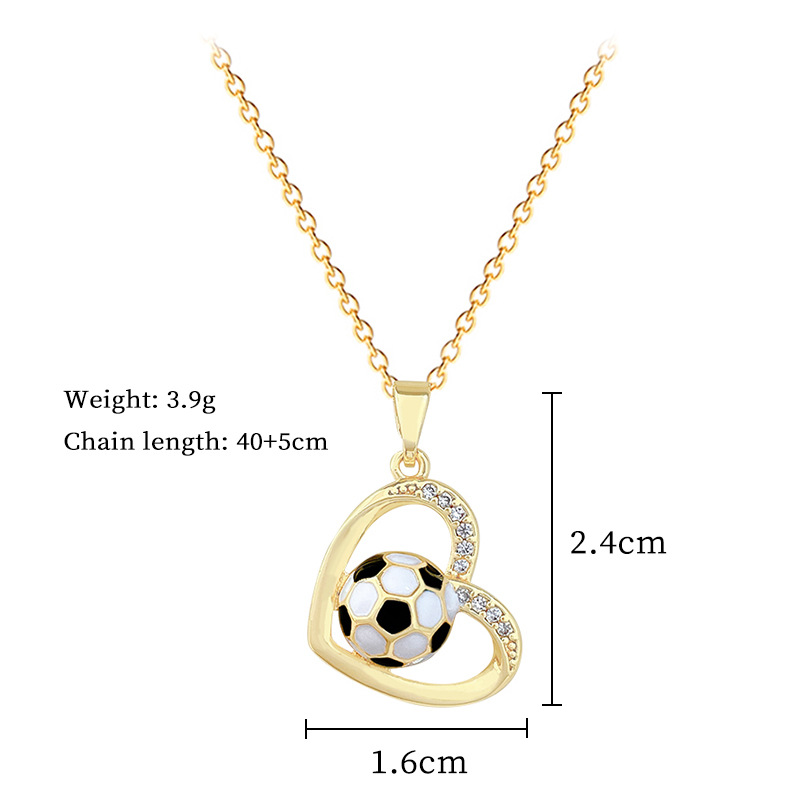 【钛钢】爱心滴油足球轻奢风气质华丽满钻项链女百搭锁骨链钛钢链详情4