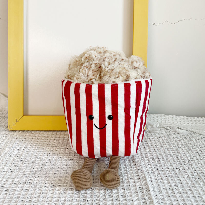 新款趣味爆米花桶仿真毛绒玩偶装饰摆件玩具宝宝礼物婚庆抛洒批发