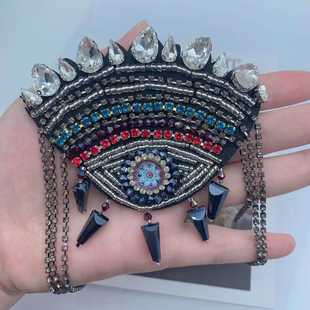 Manufacturers Supply Hand-Nailed Bead Heavy Industry Tassel Pendant Eyes Eye Cloth Clothing Decorative Patches details Picture