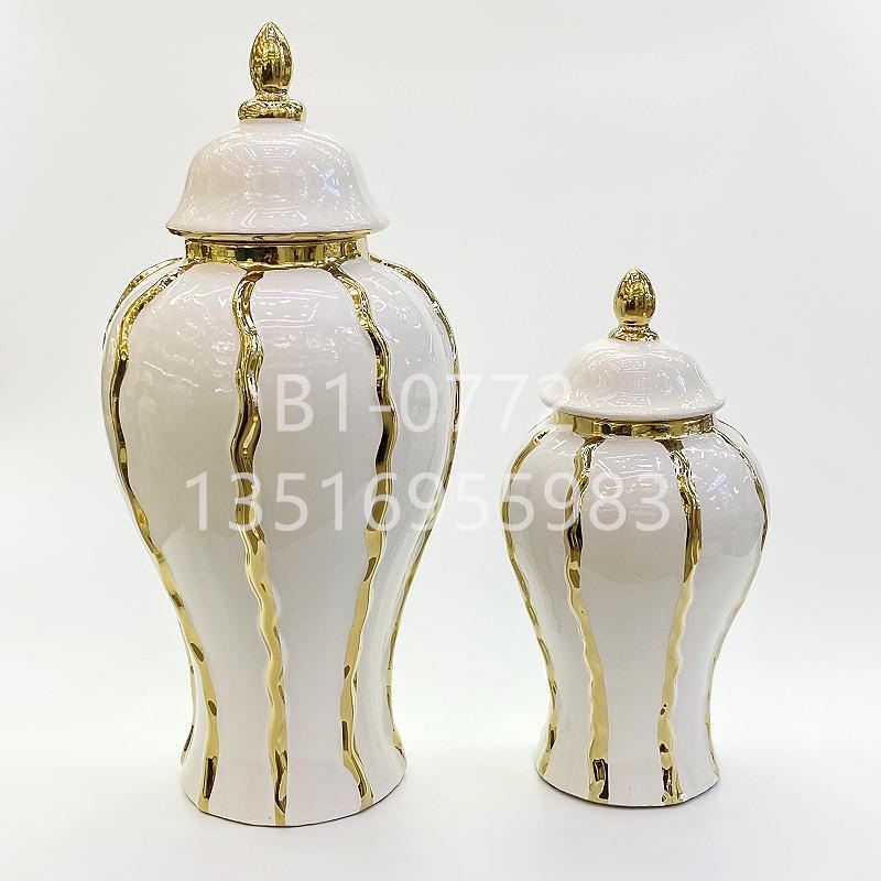 Light luxury modern simple ceramic electroplating general pot vase home crafts decoration living room porch surface decoration Application Scenario