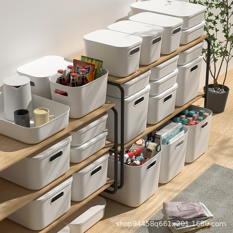 Sundry Desktop Storage Box With Cover Storage Basket Snacks Dormitory Desktop Cosmetics Storage Japanese Plastic Organizer Specification drawing
