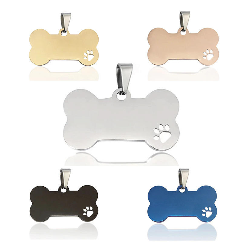 Colgante al por mayor hueco garra de perro hueso forma transfronteriza acero inoxidable pet hanger decoración logotipo de mascota rotulación dog tag