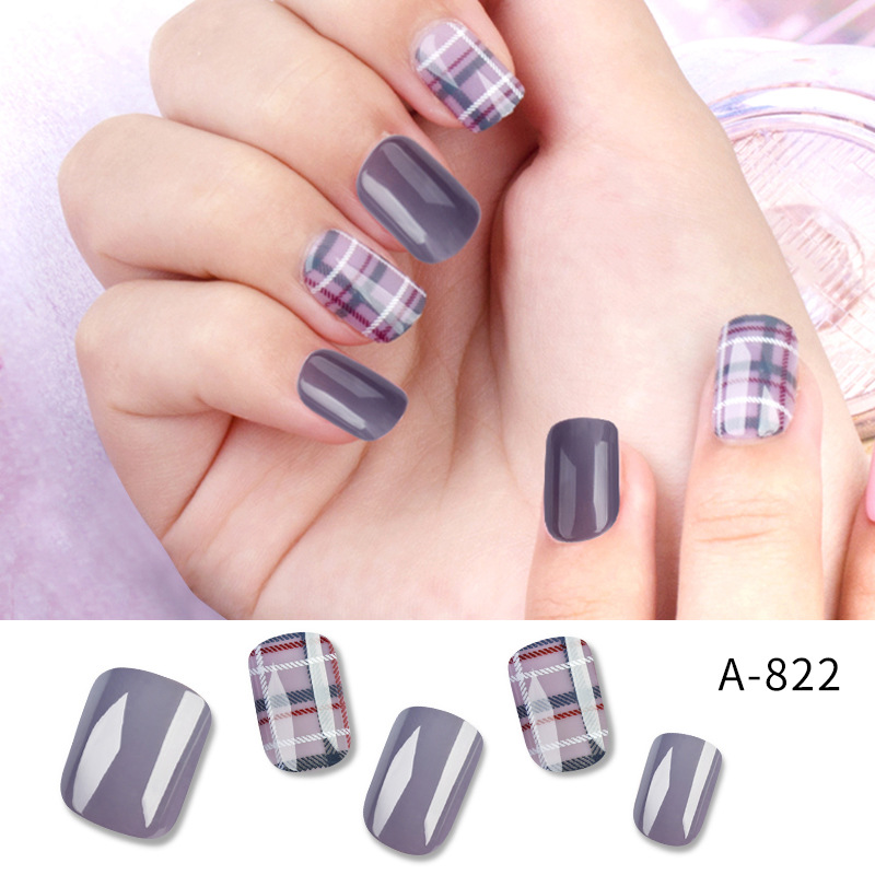 Wholesale of wearable nail patches, false nail patches, wearable nail patches, square head short nail patches, finished nail products, exclusively for foreign trade details Picture