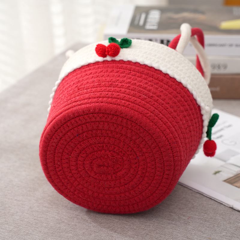Creative Cherry Hand Storage Basket Desktop Cotton Rope Storage Basket Can Be Suspended Snacks Cosmetics Storage Spot Wholesale Application Scenario