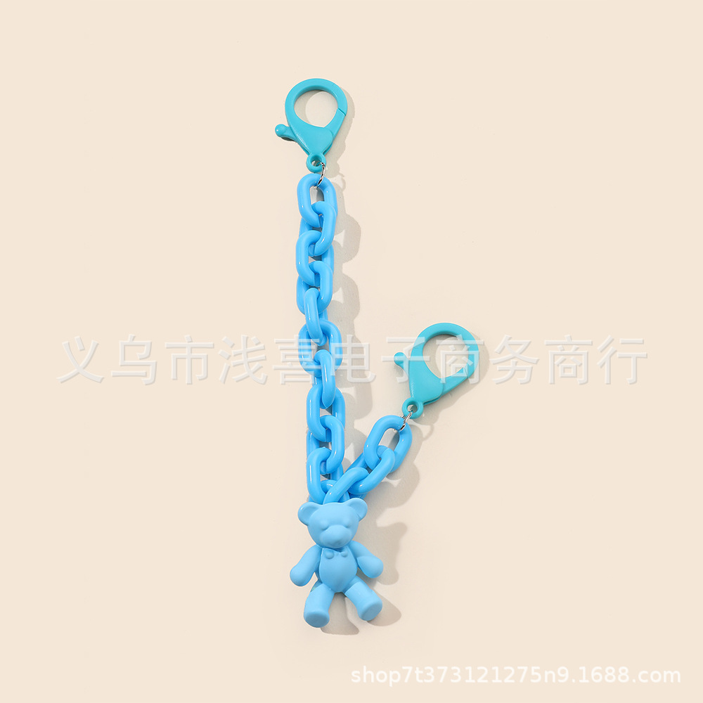 "2024ins Colorful Bear mobile phone chain diy chain Mobile phone chain phone case Earphone crossbody bag Double Buckle Pendant chain. Item Picture