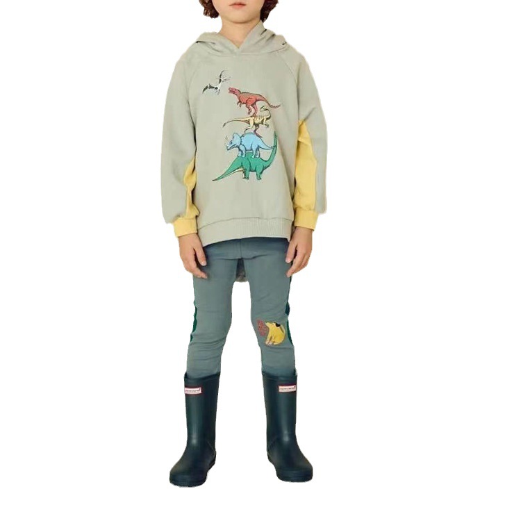 Korean children's hooded sweatshirts, cotton mid-length hoodies, Korean version dinosaur boys' and girls' sweatshirts, trendy outerwear for children Item Picture