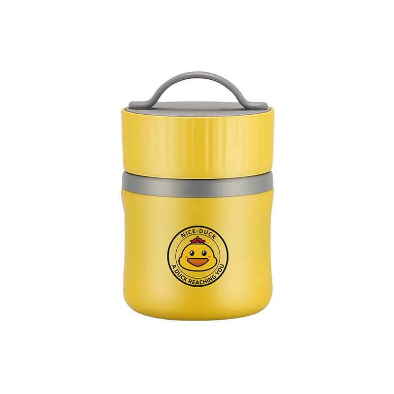 Yellow duck joint breakfast cup with lid 304 stainless steel thermal porridge cup soup cup wholesale office milk cup 01216WY9052 Item Picture