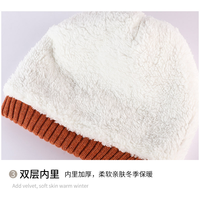 Cross-Border Foreign Trade High-Grade Wool Knitted Hat Scarf Gloves Warm Plaid Three-Piece Set Autumn And Winter Specification drawing