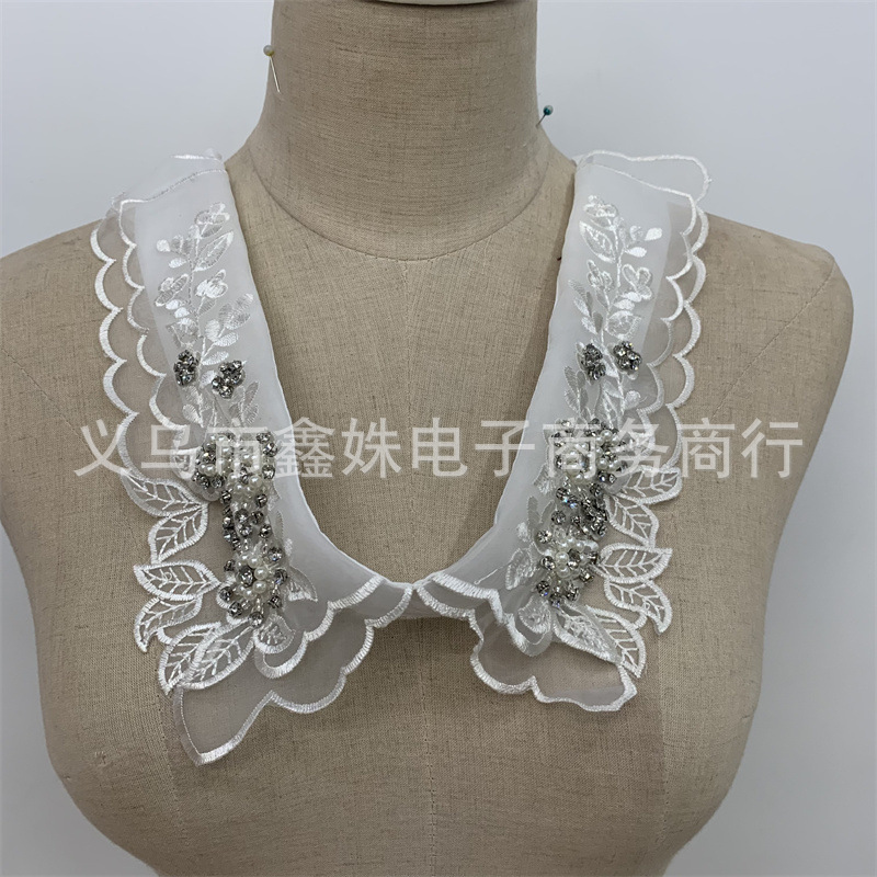 Diamond-encrusted false collar versatile shirts, embroidered women's and children's clothing accessories matching Application Scenario