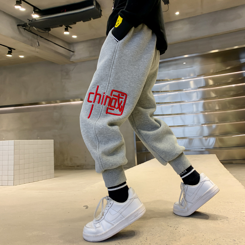 Children's New Autumn And Winter Boys' Fleece Pants Zhongda Children 2022 Children's Winter Thick Pants Fried Street Pants Specification drawing