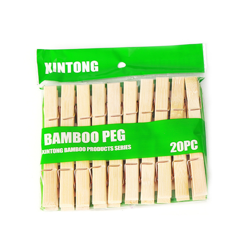 Bamboo clips for drying clothes, household fixed wooden clips for drying clothes, windproof quilts, 20 sets of drying clips, greenhouse clips Item Picture