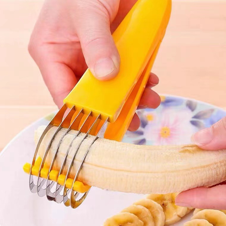 banana slicing wonder, stainless steel cutter, multi-functional kitchen gadget, Banana sausage divider