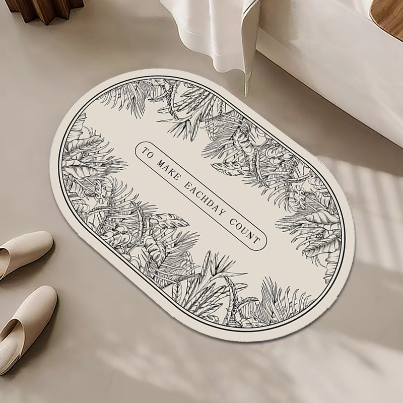 Retro Cream Wind Diatom Mud Absorbent Quick-Drying Bathroom Mat Bathroom Mat Non-Slip Bath Mat Bath Mat details Picture