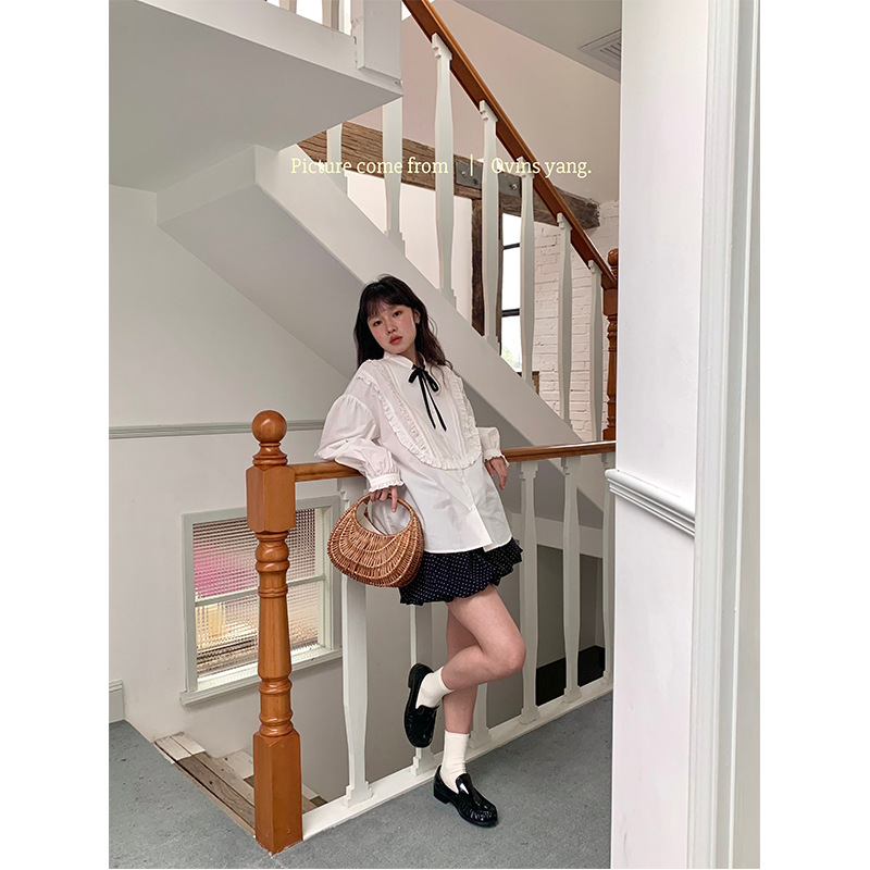 [Hot-selling Recommendation] A long-sleeved white shirt for women with a unique and sweet French court-style design Application Scenario