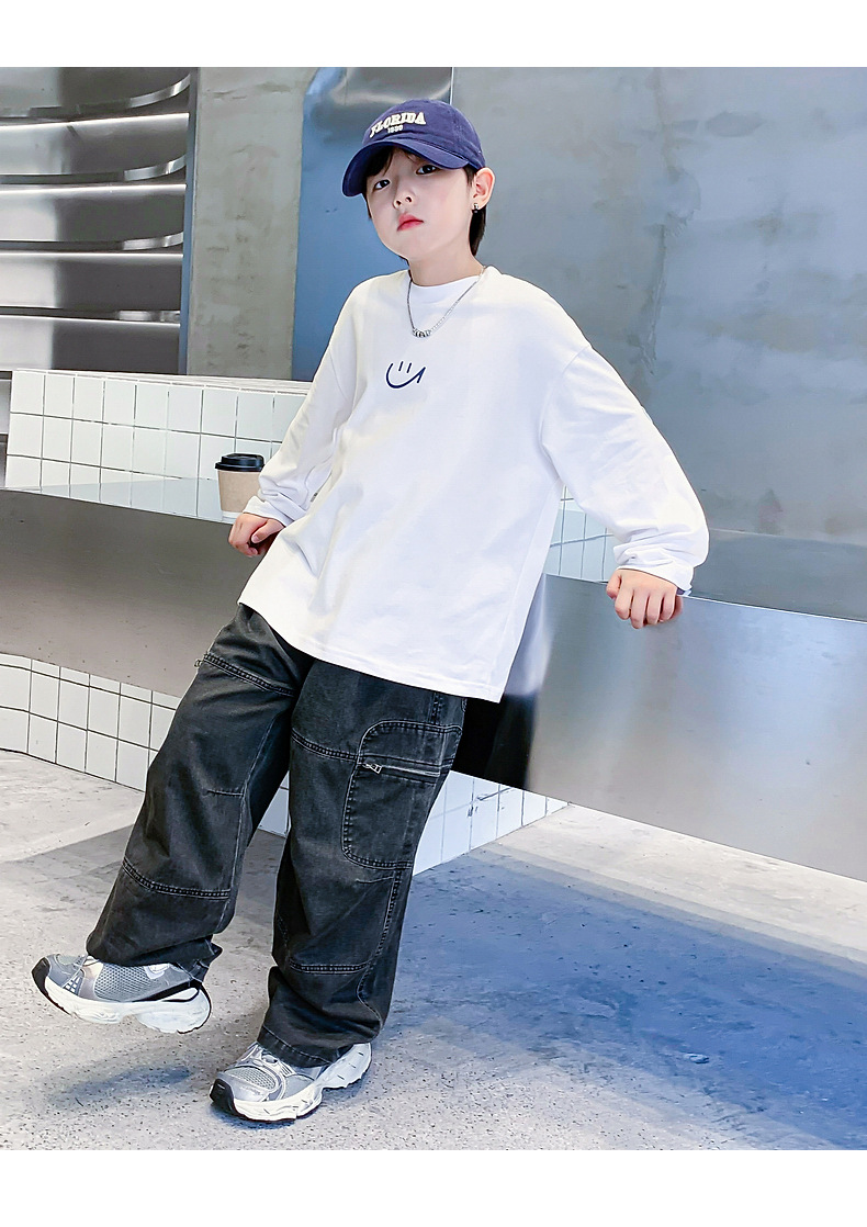 潮牌儿童装秋季纯棉长袖T恤2025新款男童衣服秋装中大童打底上衣详情23