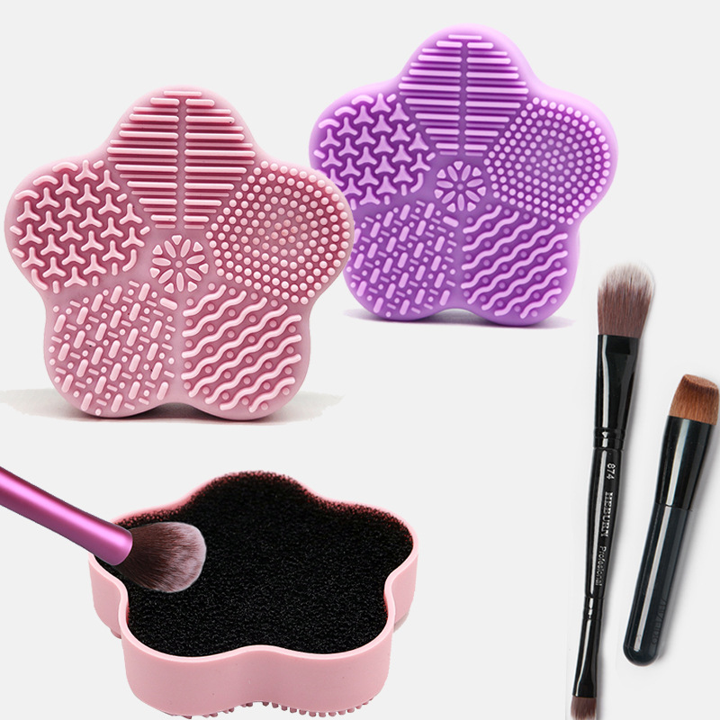 Silicone beauty brush cleaning box, dry cleaning sponge cleaner, makeup brush quick cleaning box, silicone star-shaped washing pad, exclusively for export
