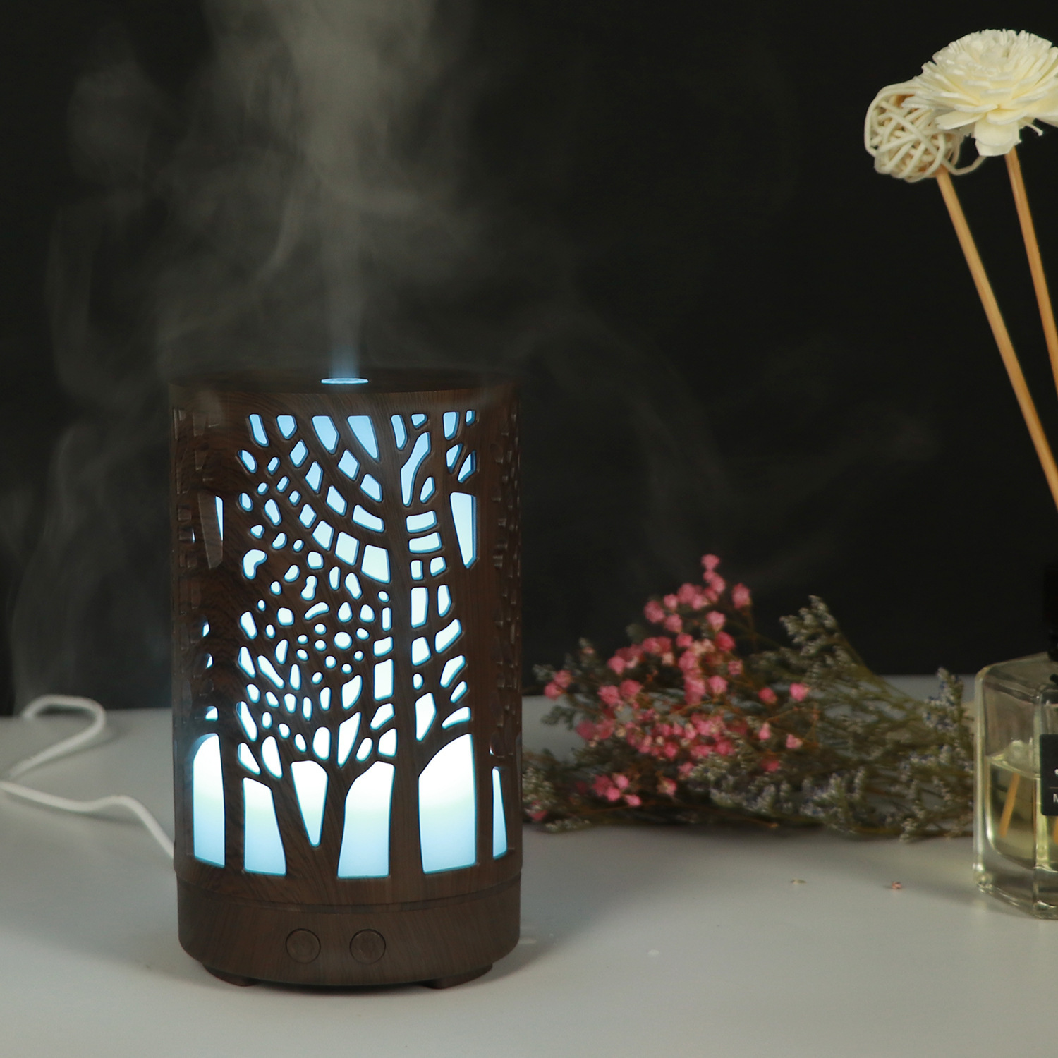 Amazon's best-selling forest aroma diffuser, humidifier, aroma lamp, desktop creative seven-color light, can add essential oil Application Scenario
