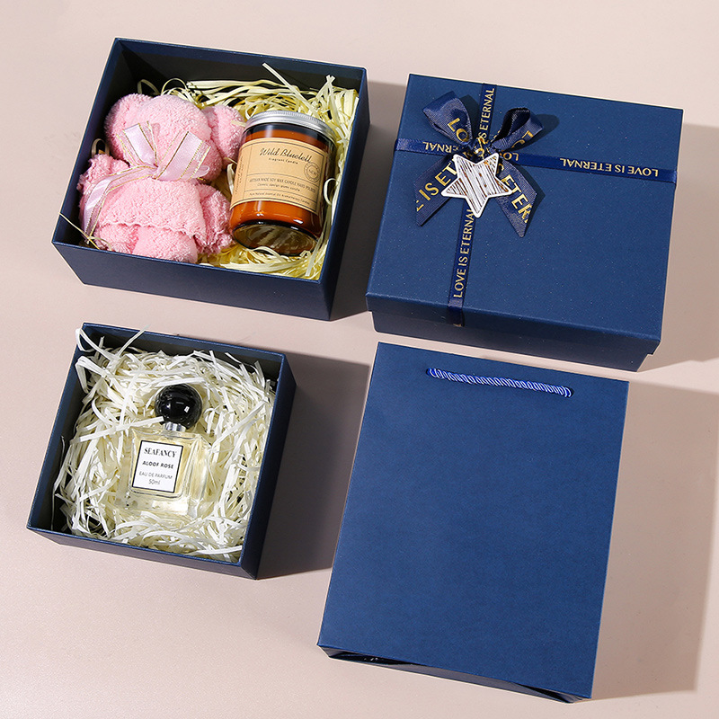 伴手礼盒蓝色五角星生日礼盒礼品盒大号精美钥匙扣高级包装盒空盒