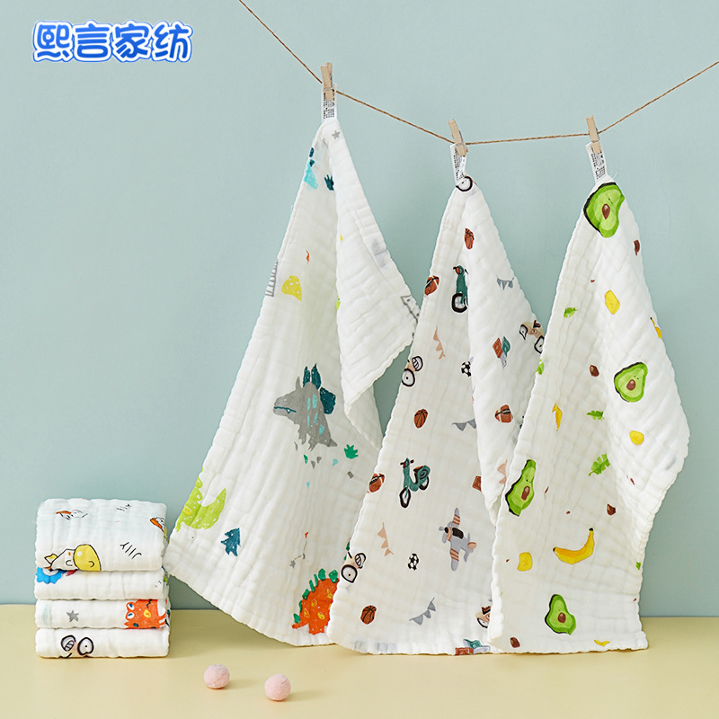 Six Layers Of Gauze Children's Towel Cotton Baby Baby Child Towel Class A 25*50 High-Density Saliva Towel Cartoon Small Handkerchief Specification drawing