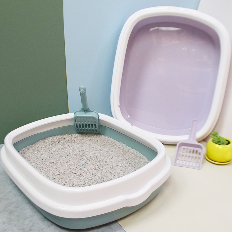 Semi-enclosed cat litter box with anti-splash thickened pet supplies manufacturer, cat toilet with shovels and cat litter box wholesale