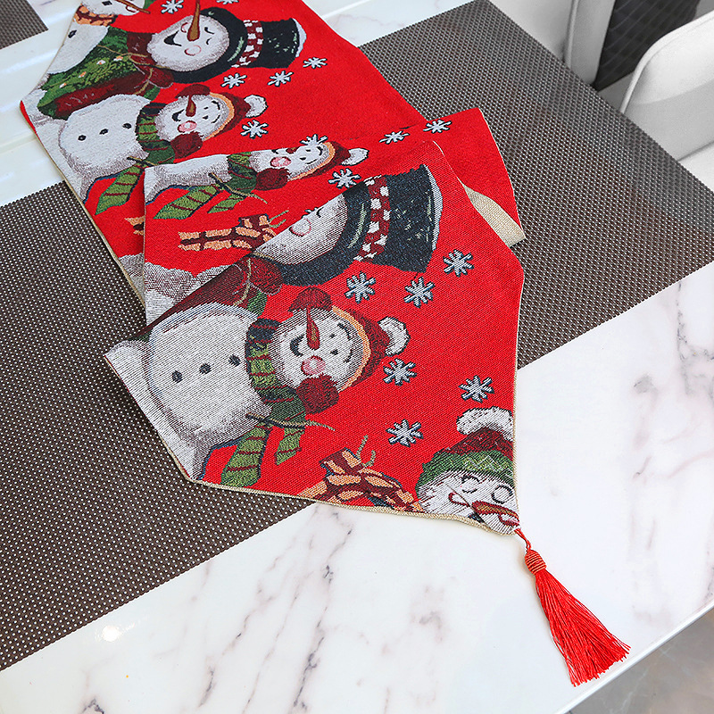 圣诞节桌旗色织提花圣诞老人雪人鹿圣诞树圣诞装饰长条桌布亚马逊详情图2