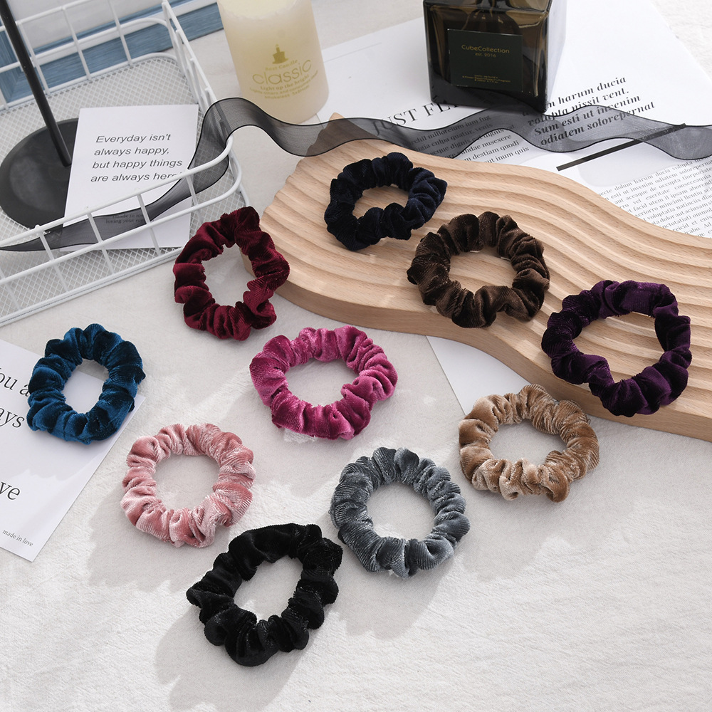 Basic velvet fabric large intestine hair band, solid color coil, leather band, high-elasticity and versatile fabric hair accessory manufacturer wholesale