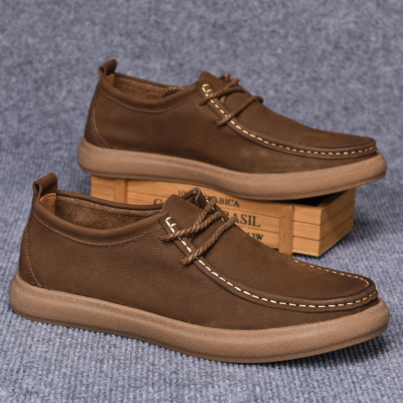 New single-layer men's casual leather shoes with soft soles and soft surfaces, retro ox tendon soles, durable shoes, and summer breathable loafers Application Scenario