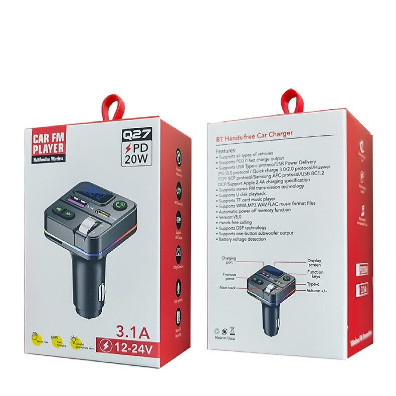 私模Q27汽车蓝牙MP3播放器带数显车载充电器PD快充车充点烟器包邮详情图4