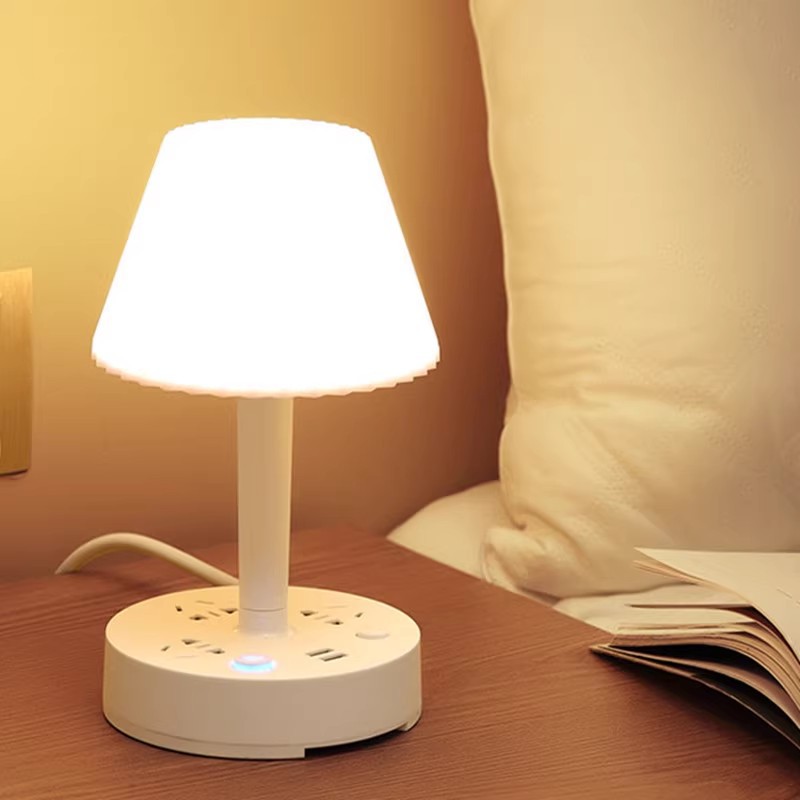 Multifunctional Desk Lamp Socket Integrated Eye Protection Bedside Lamp Multi-Gear Heating And Cooling Light Home Led Bedroom Lamp Socket