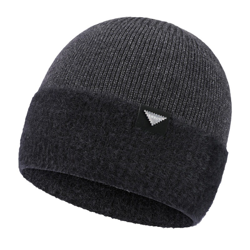 Hat Men's Autumn And Winter New Warm Woolen Hat Big Head Knitted Hat Plus Cashmere Men's Head Cold Hat Wholesale Item Picture
