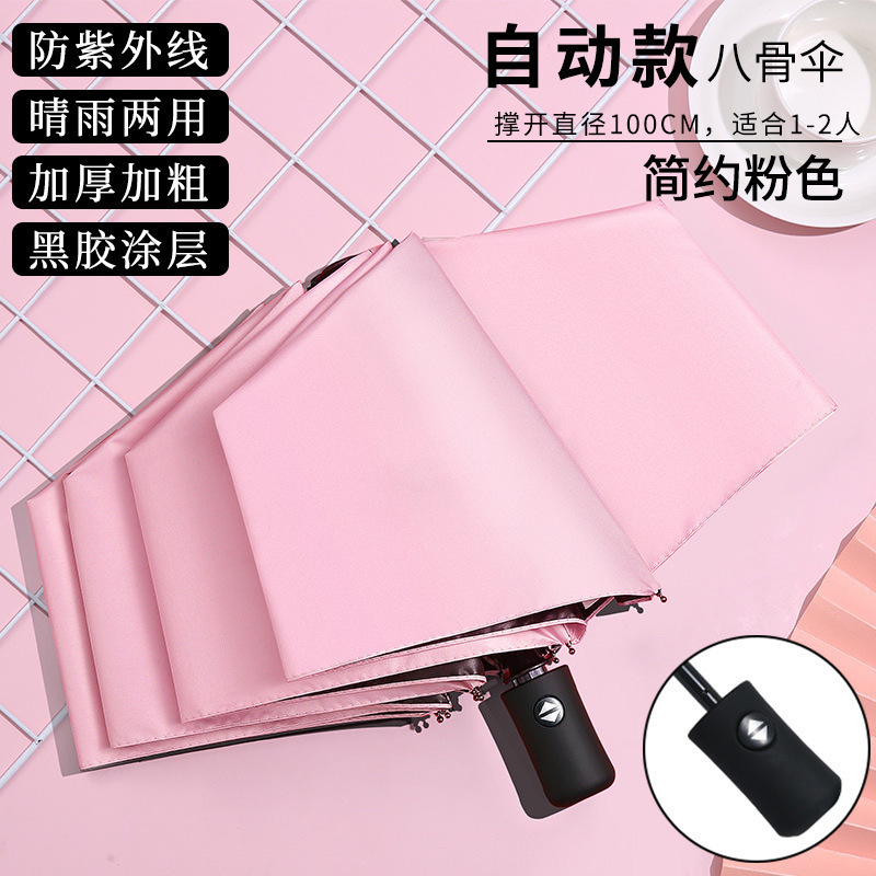 Uv Automatic Umbrella Wholesale Printing Logo Business Advertising Umbrella Sun Protection Uv Sunshade Folding Parasol details Picture
