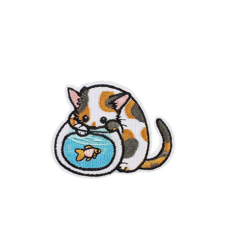 Xiao Tian New Cartoon Embroidery Cloth Patch Small Lazy Cat Patch Computer Embroidery Mark Cat Star Embroidered Kitten Item Picture