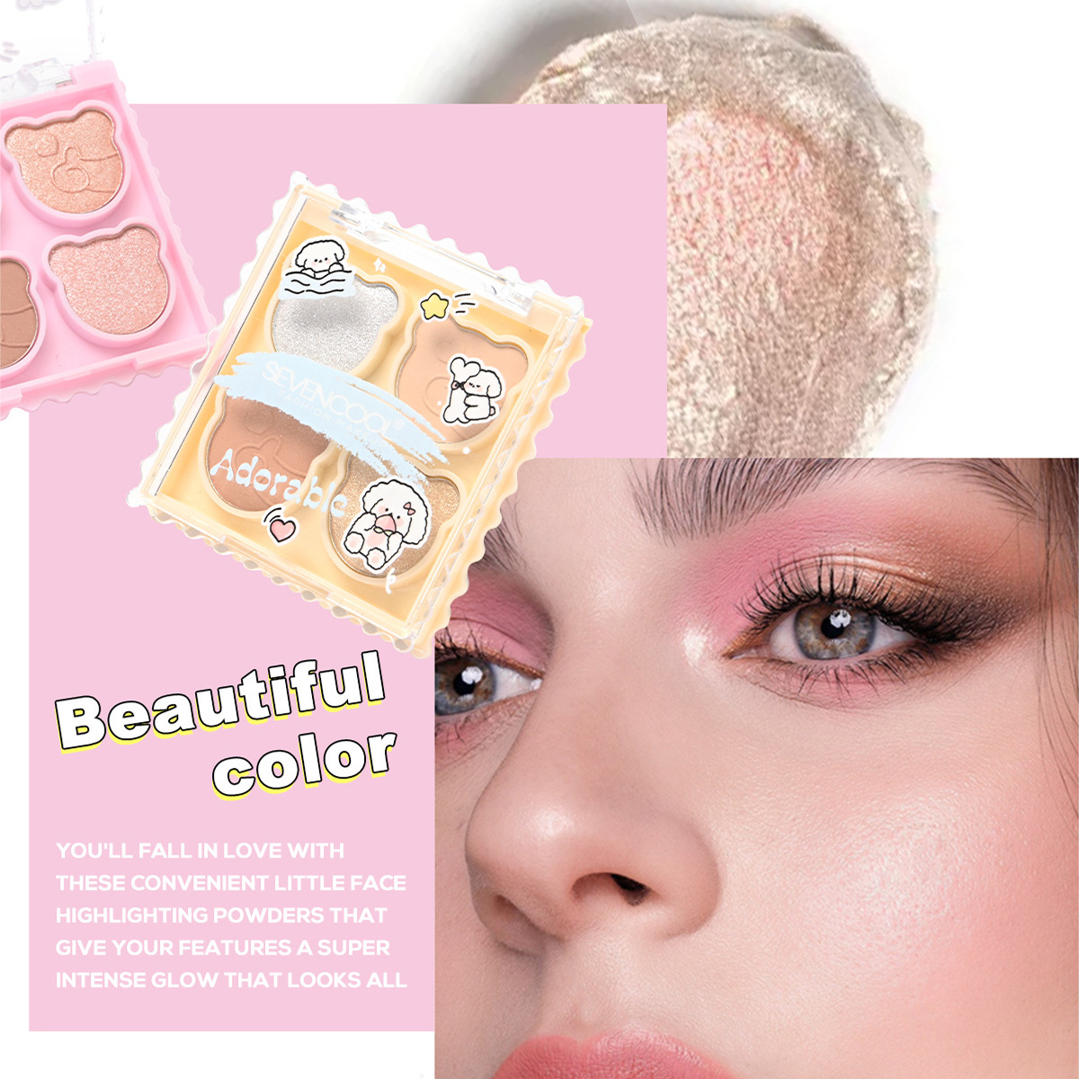 SEVENCOOL Contouring High-gloss one-piece Set: Earth tone matte high-gloss easy to apply stage makeup, exclusively for export Application Scenario